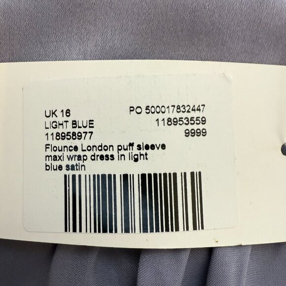 Flounce London Maternity Satin Puff Sleeve Wrap Maxi Dress Women's 12 Purple NWT - Picture 16 of 16